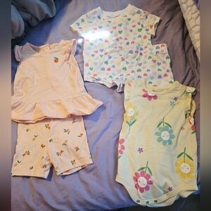 Adorable Baby Clothing Set with Floral and Heart Patterns 18m